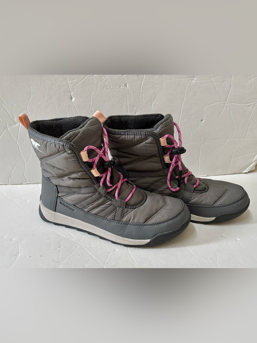 Sorel Women's Gray Winter Boots with Pink Accent Laces